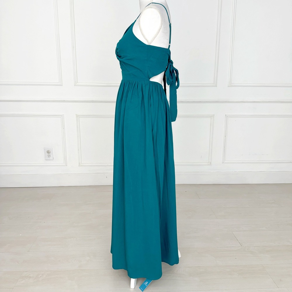 Cupshe Teal Green Aqua Twist Front Tie Back Cutout Maxi Dress Summer Beach Small - Picture 5 of 11